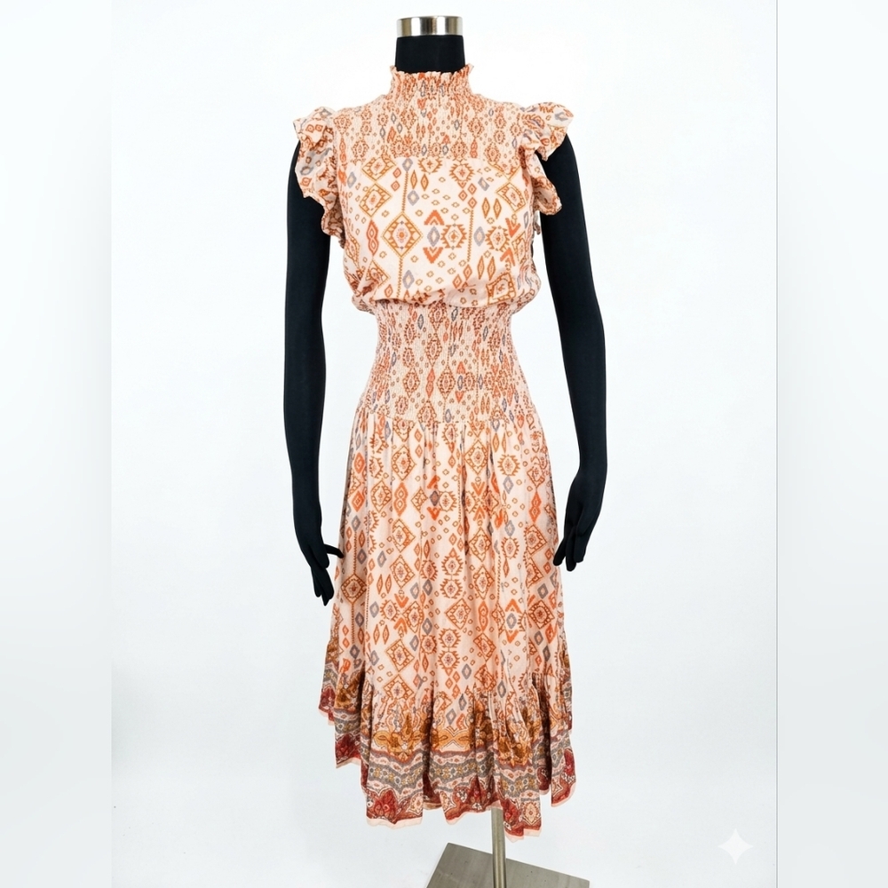 Aqua Bohemian Ruffle Sleeve Dress